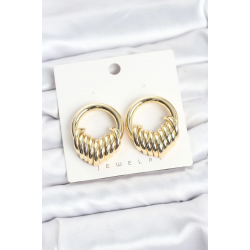 Mey İthalat® Pirinç Gold Renk Halka Sarmal Model Vintage Kadın Küpe