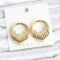 Mey İthalat® Pirinç Gold Renk Halka Sarmal Model Vintage Kadın Küpe