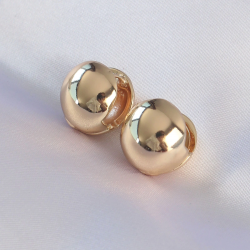 Mey İthalat® Pirinç Gold Renk İçi Boş Minimal Topçuk Küpe