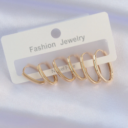 Mey İthalat® Pirinç Gold Renk İnce Oval Küpe Seti