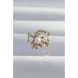 Mey İthalat® Pirinç Gold Renk İncili Ahtapot Earcuff Küpe