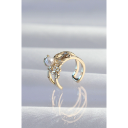 Mey İthalat® Pirinç Gold Renk İncili Ahtapot Earcuff Küpe