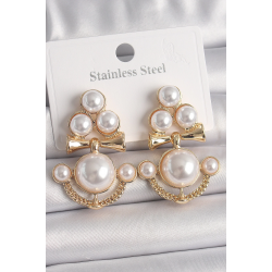 Mey İthalat® Pirinç Gold Renk İncili Çapa Model Kadın Küpe