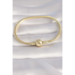 Mey İthalat® Pirinç Gold Renk İşleme Detay Charm Model Kadın Bileklik