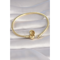 Mey İthalat® Pirinç Gold Renk İşleme Detay Charm Model Kadın Bileklik