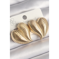 Mey İthalat® Pirinç Gold Renk İşlemeli Bomba Kalp Model Kadın Küpe