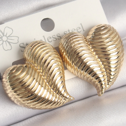 Mey İthalat® Pirinç Gold Renk İşlemeli Bomba Kalp Model Kadın Küpe