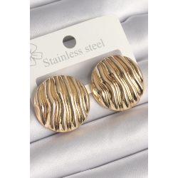 Mey İthalat® Pirinç Gold Renk İşlemeli Daire Plaka Model Kadın Küpe