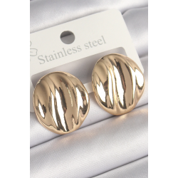 Mey İthalat® Pirinç Gold Renk İşlemeli Daire Plaka Model Kadın Küpe