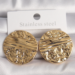 Mey İthalat® Pirinç Gold Renk İşlemeli Daire Plaka Model Kadın Küpe