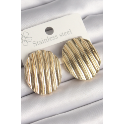 Mey İthalat® Pirinç Gold Renk İşlemeli Daire Plaka Model Kadın Küpe