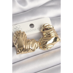 Mey İthalat® Pirinç Gold Renk İşlemeli Kalp Model Kadın Küpe