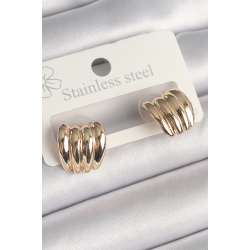 Mey İthalat® Pirinç Gold Renk İşlemeli Yarım Halka Model Kadın Küpe