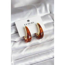 Mey İthalat® Pirinç Gold Renk Kahverengi Vintage Kadın Küpe