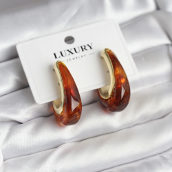 Mey İthalat® Pirinç Gold Renk Kahverengi Vintage Kadın Küpe