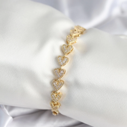 Mey İthalat® Pirinç Gold Renk Kalp Model Kadın Bileklik