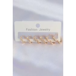 Mey İthalat® Pirinç Gold Renk Kalp Model Küpe Seti