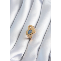 Mey İthalat® Pirinç Gold Renk Kalp Model Zirkon Taş Yıldız Detay Kadın Yüzük