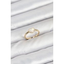 Mey İthalat® Pirinç Gold Renk Kalpli Kadın Yüzük