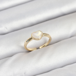 Mey İthalat® Pirinç Gold Renk Kalpli Kadın Yüzük