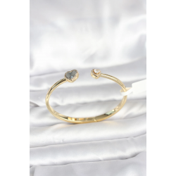 Mey İthalat® Pirinç Gold Renk Kalpli Model Kadın Kelepçe Bileklik