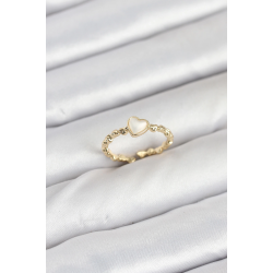 Mey İthalat® Pirinç Gold Renk Kalpli Model Kadın Yüzük