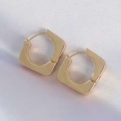 Mey İthalat® Pirinç Gold Renk Kare Küpe