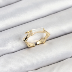 Mey İthalat® Pirinç Gold Renk Kemik Model Kadın Yüzük