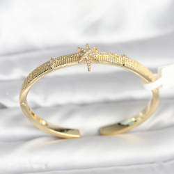 Mey İthalat® Pirinç Gold Renk Kutup Yıldızı Model Kadın Kelepçe Bileklik