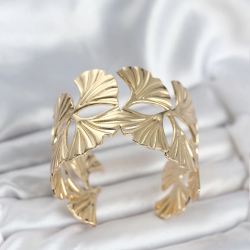 Mey İthalat® Pirinç Gold Renk Levha Yelpaze Model Kadın Bileklik