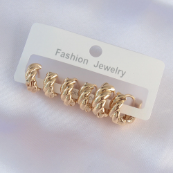 Mey İthalat® Pirinç Gold Renk Minimal Tırtıklı Küpe Seti