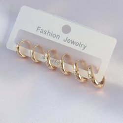 Mey İthalat® Pirinç Gold Renk Oval Küpe Seti