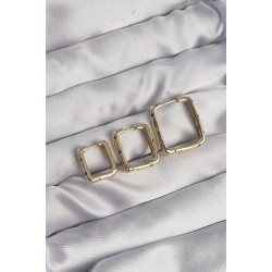 Mey İthalat® Pirinç Gold Renk Renkli Zirkon Taşlı Kare Model Küpe Seti