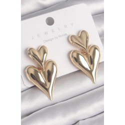 Mey İthalat® Pirinç Gold Renk Sallantı Kalp Model Kadın Küpe