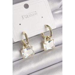 Mey İthalat® Pirinç Gold Renk Sallantı Zirkon Taşlı Çanta Model Kadın Küpe