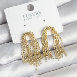 Mey İthalat® Pirinç Gold Renk Sallantılı Kadın Küpe