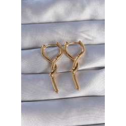 Mey İthalat® Pirinç Gold Renk Sarmal Çubuk Tasarımlı Uzun Küpe