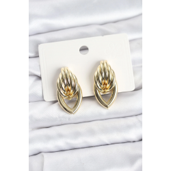 Mey İthalat® Pirinç Gold Renk Sarmal Damla Model Vintage Kadın Küpe