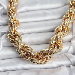 Mey İthalat® Pirinç Gold Renk Sarmal Halat Model Kadın Kolye