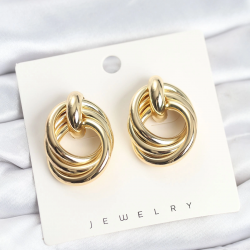 Mey İthalat® Pirinç Gold Renk Sarmal Halka Model Vintage Kadın Küpe