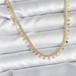 Mey İthalat® Pirinç Gold Renk Sıralı Yıldız Kadın Kolye