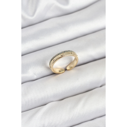 Mey İthalat® Pirinç Gold Renk Sıralı Zirkon Taşlı Kutup Yıldızı Model Kadın Yüzük