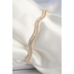 Mey İthalat® Pirinç Gold Renk Su Yolu Zirkon Taşlı Model Kadın Bileklik