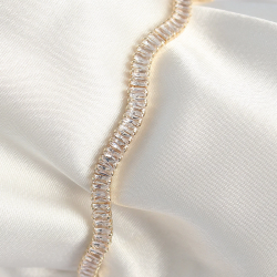 Mey İthalat® Pirinç Gold Renk Su Yolu Zirkon Taşlı Model Kadın Bileklik