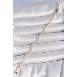 Mey İthalat® Pirinç Gold Renk Su Yolu Zirkon Taşlı Model Kadın Bileklik