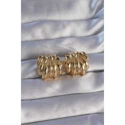 Mey İthalat® Pirinç Gold Renk Tırtıklı Bombe Model Küpe