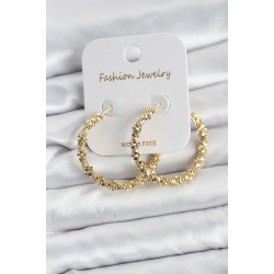 Mey İthalat® Pirinç Gold Renk Tırtıklı Halka Model Kadın Küpe