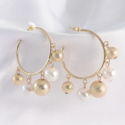 Mey İthalat® Pirinç Gold Renk Topçuk Model Halka Küpe