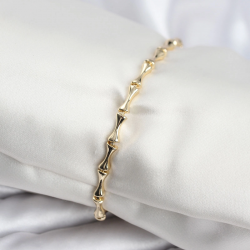 Mey İthalat® Pirinç Gold Renk VIP Seri İnce Kemik Model Zirkon Taşlı Kadın Bileklik