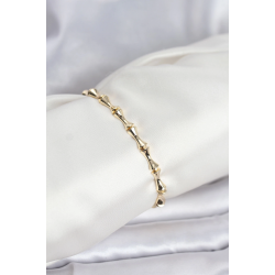 Mey İthalat® Pirinç Gold Renk VIP Seri Kemik Model Zirkon Taşlı Kadın Bileklik